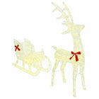 Reindeer pulling sleigh with 200 LED Warm White 70 x 26 x 130 cm Acrylic