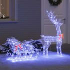 Kerstdecoratie rendier slede blauw 70x26x129 cm acryl