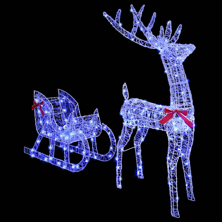 Rendier trek slede 200 LED's Blauw 70 x 26 x 129 cm Acryl