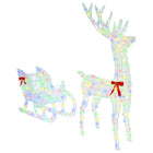Reindeer pulling sledge with 200 LED colourful 70 x 26 x 129 cm Acrylic