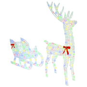 Rendier met slee kerstdecoratie 70x26x129 cm acryl