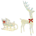 Reindeer pulling sleigh with 200 LED Warm White 70 x 26 x 129 cm PET