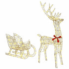 Reindeer pulling sledge with 200 LED Warm White 70 x 26 x 129 cm PET