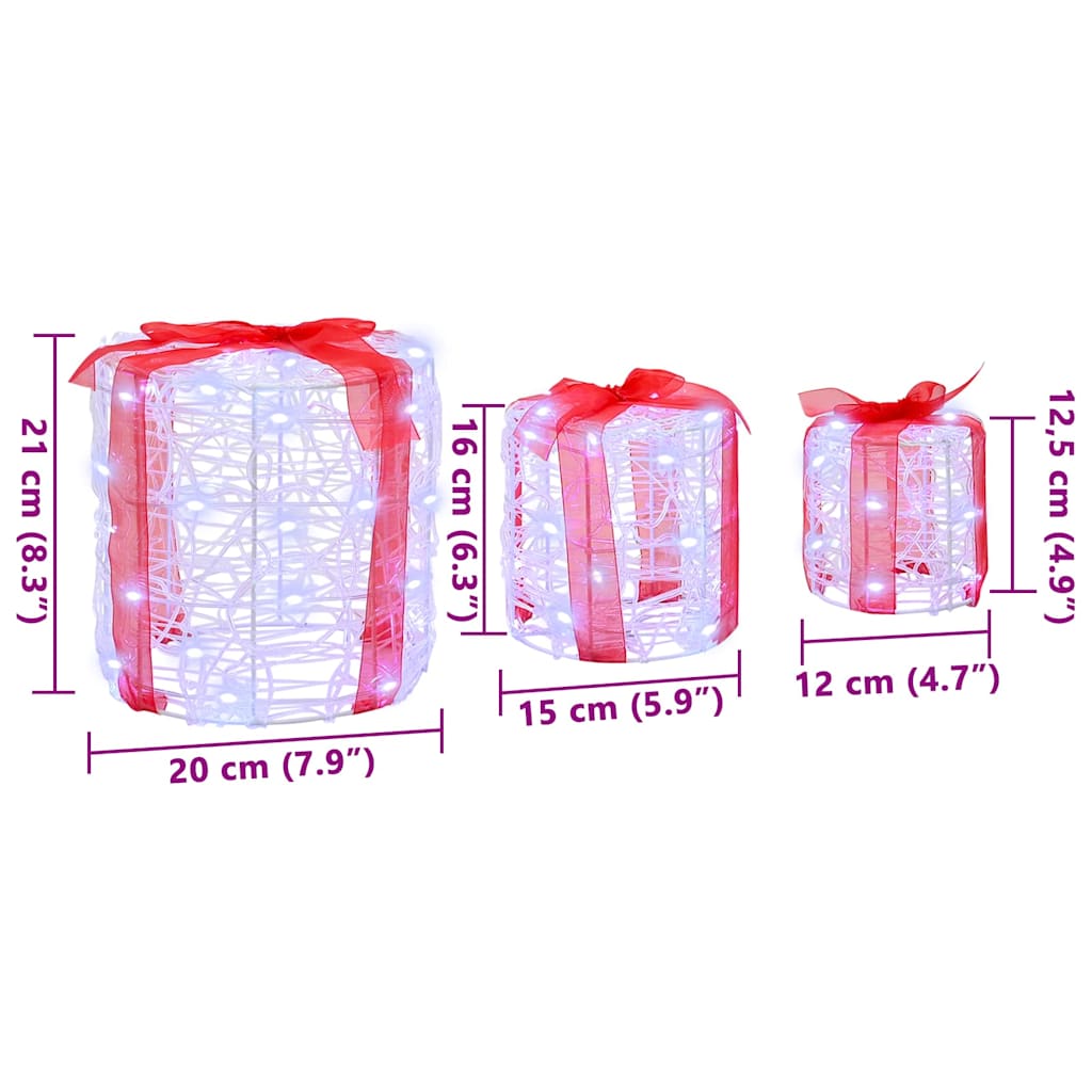 Decoratie voor Geschenkdoos 3 pcs Koudwit 20 x 20 x 21 cm Acryl