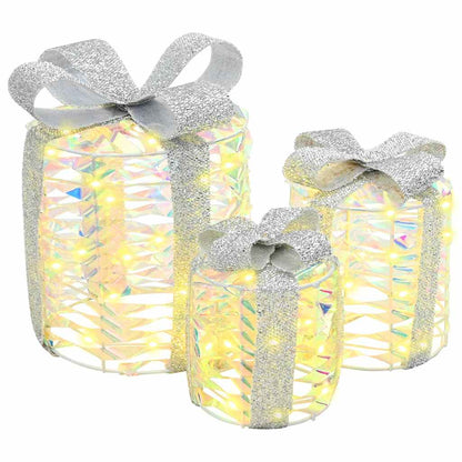 Cadeau Doos Decoratie 3 st 60 LED's Warmwit 20 x 20 x 20 cm PET