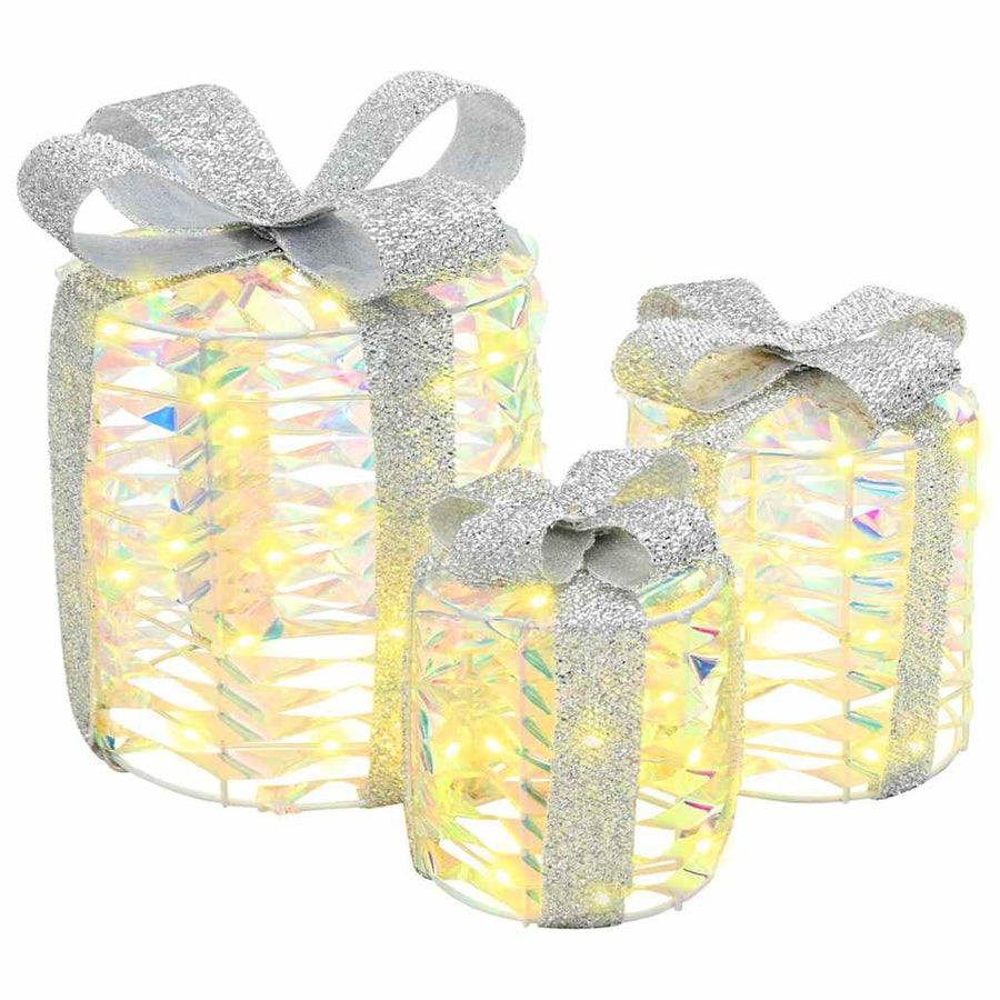 Cadeau Doos Decoratie 3 st 60 LED's Warmwit 20 x 20 x 20 cm PET