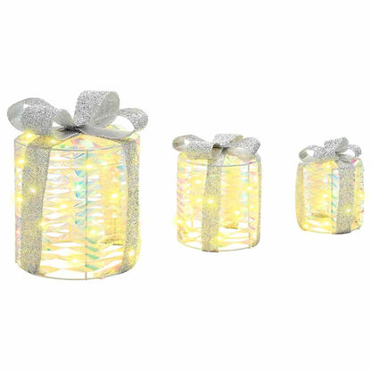 Cadeau Doos Decoratie 3 st 60 LED's Warmwit 20 x 20 x 20 cm PET