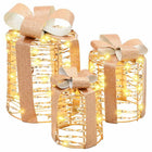 Cadeaubox decoratie 20x20x20 cm warmwit 3 stuks