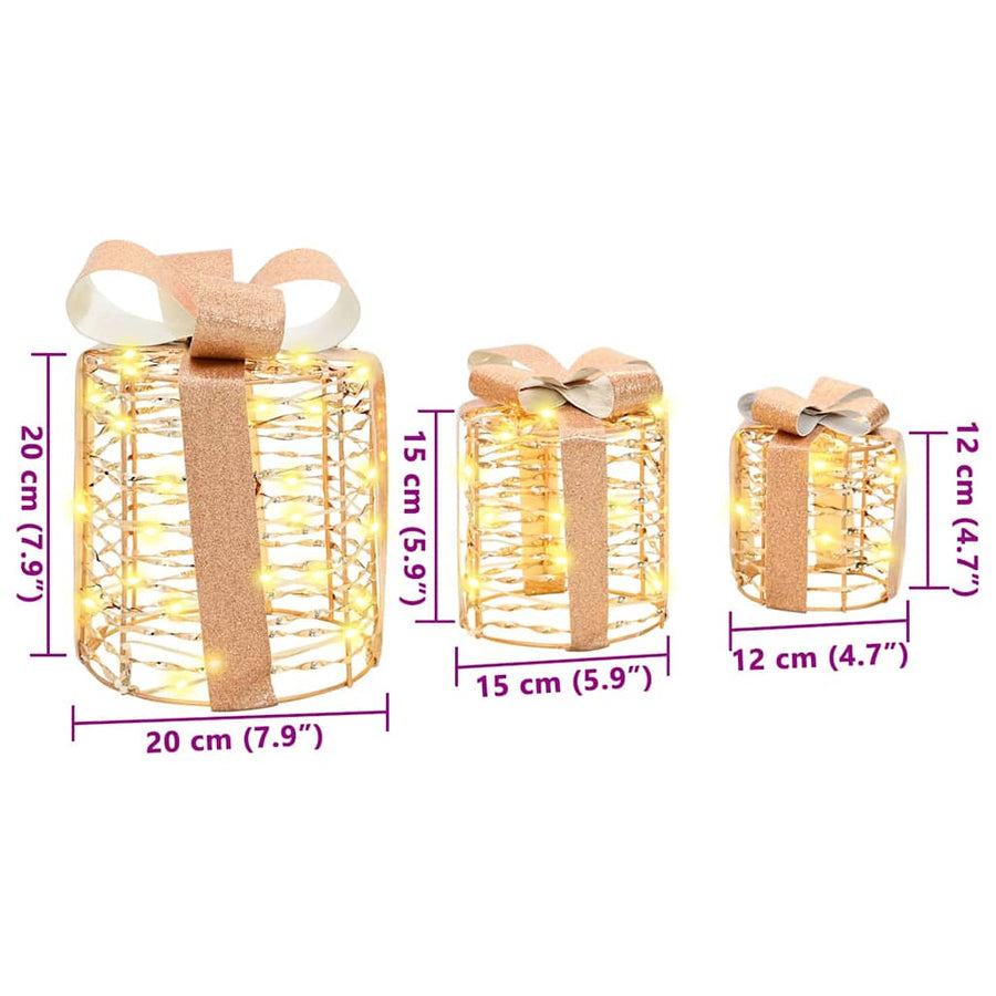 Cadeau Doos Decoratie 3 pcs Warmwit 12 cm 15 cm 20 cm PET