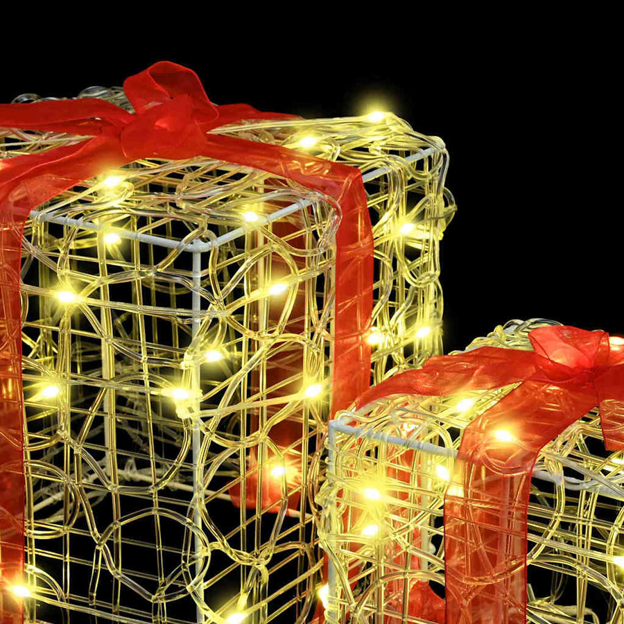 Cadeau Doos met 60 LED 3 pcs Warmwit 20 x 20 x 20 cm Acryl