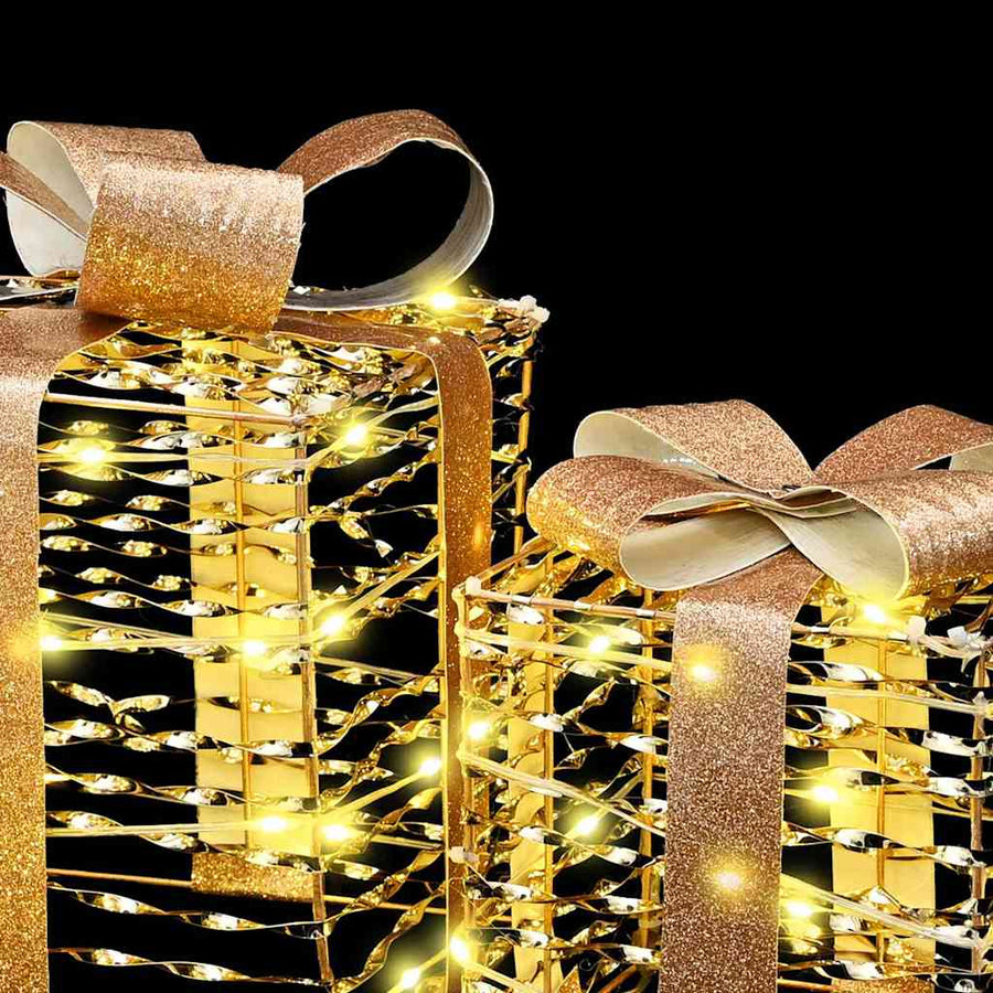 Verlichte kerstcadeau doos 3 st Warmwit