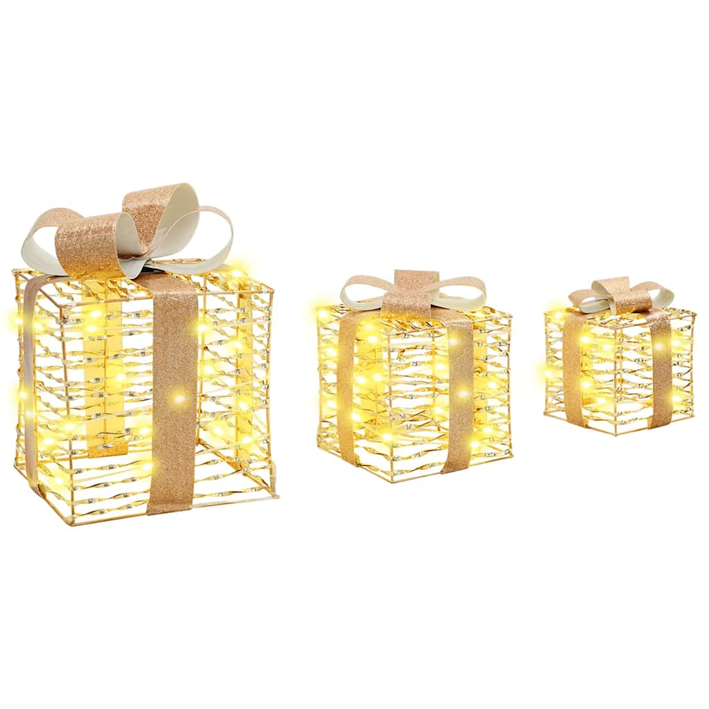 Cadeau Doos met 60 LED 3 pcs Warmwit 20 x 20 x 20 cm PET