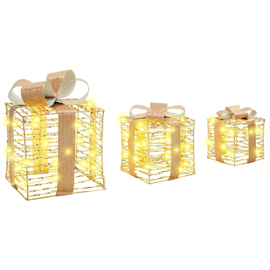 Verlichte kerstcadeau doos 3 st Warmwit