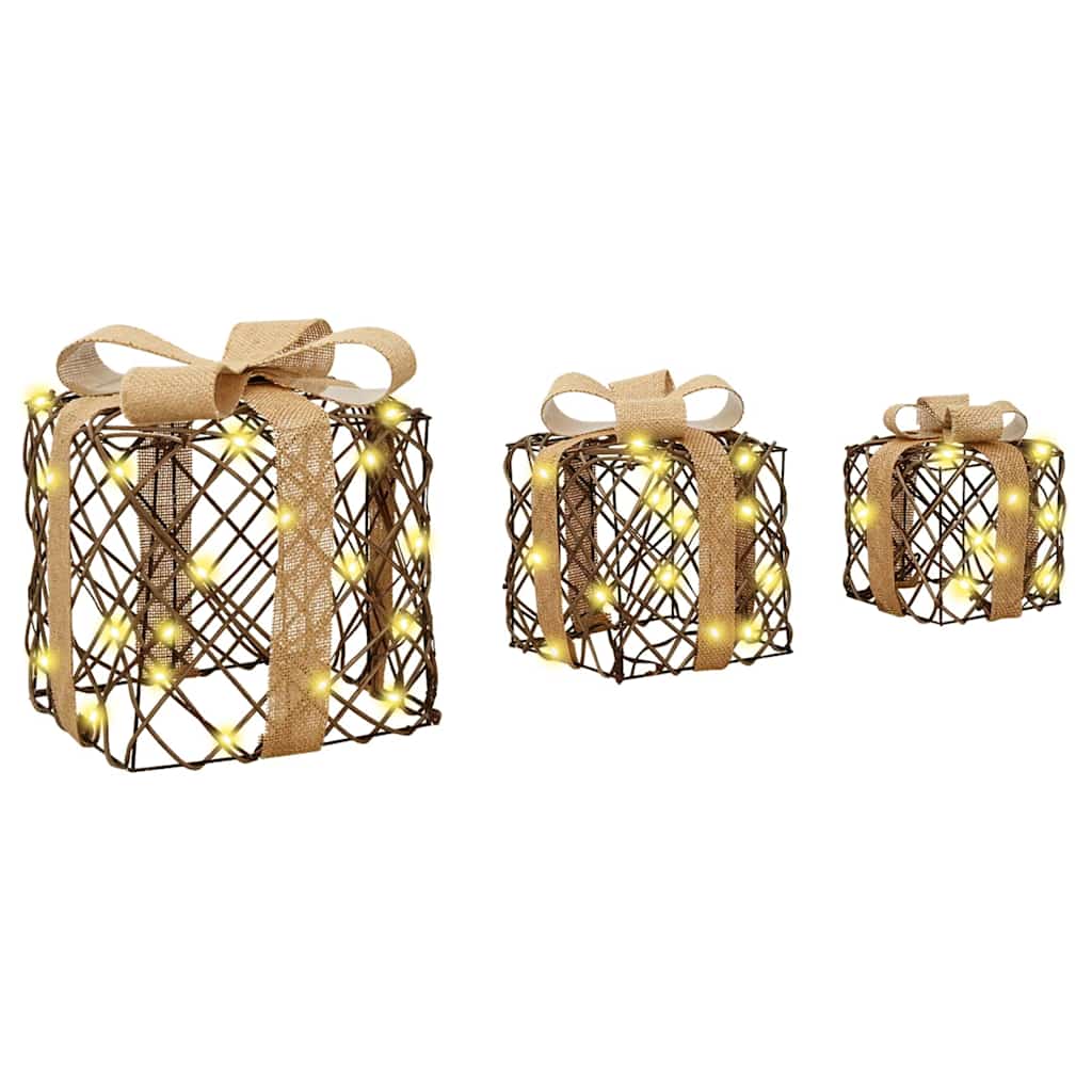 Verlichte kerstcadeau doos 3 st Warmwit
