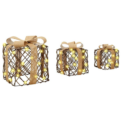 Verlichte kerstcadeau doos 3 st Warmwit