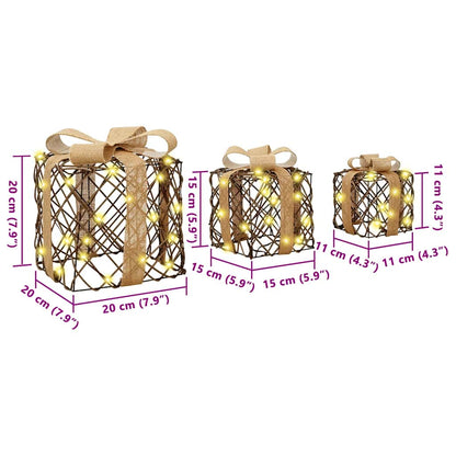 Verlichte kerstcadeau doos 3 st Warmwit