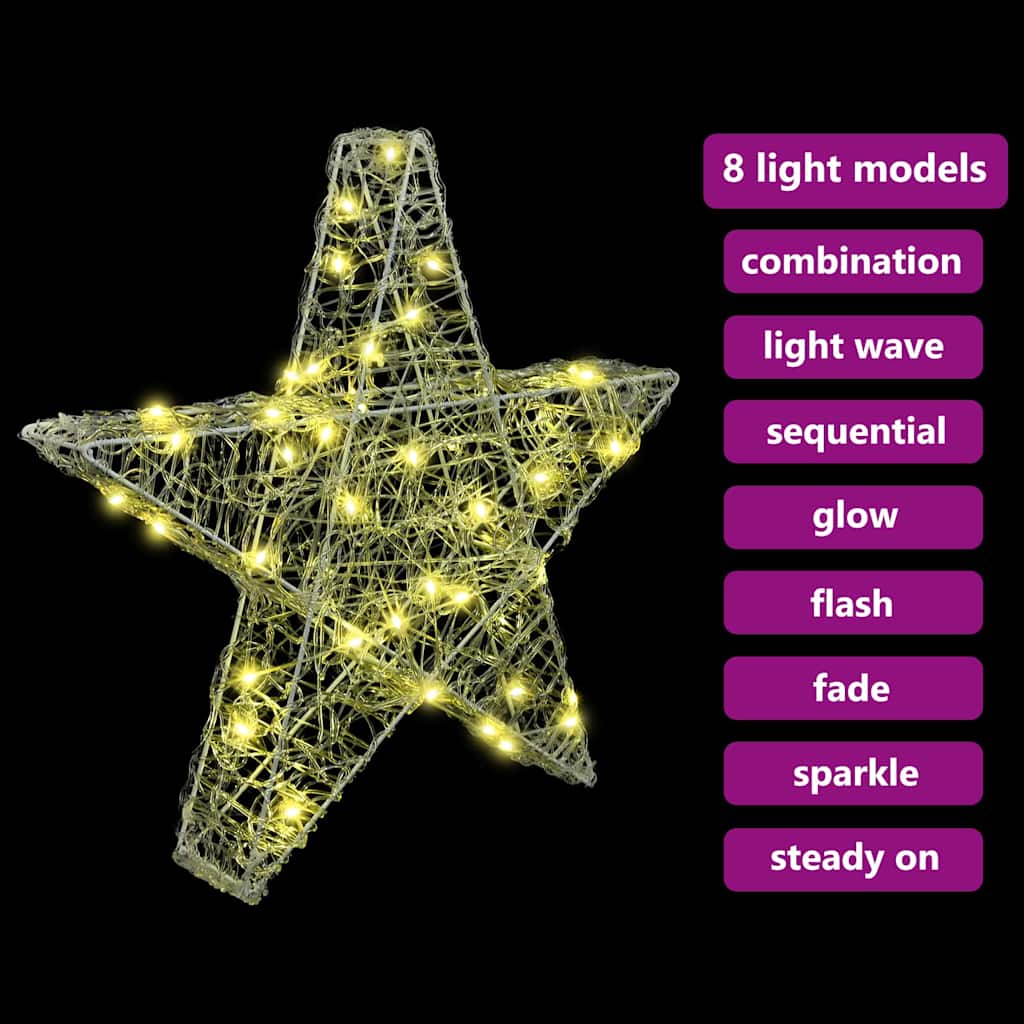 3D Ster met 50 LED Warmwit 55 x 53,5 x 10 cm Acryl