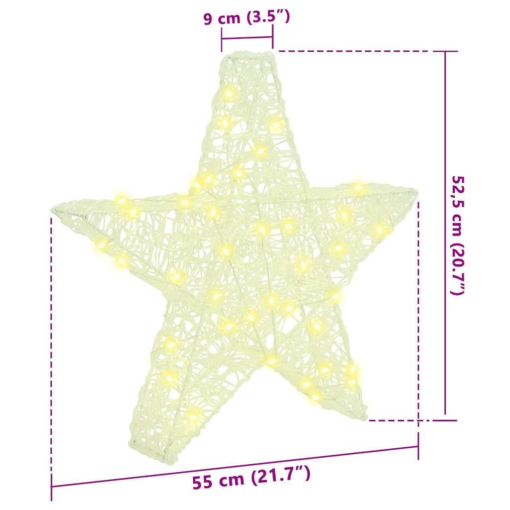 3D Ster met 50 LED Warmwit 55 x 53,5 x 10 cm Acryl