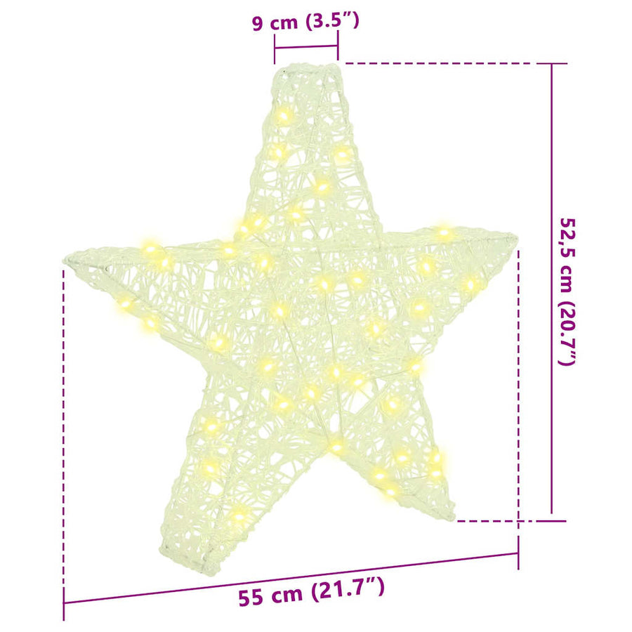 3D Ster met 50 LED Warmwit 55 x 53,5 x 10 cm Acryl