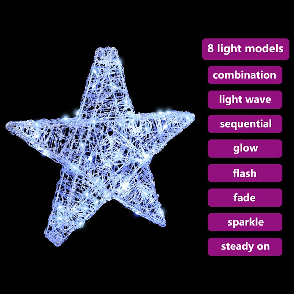 3D Ster met 50 LED Koudwit 55 x 53,5 x 10 cm Acryl