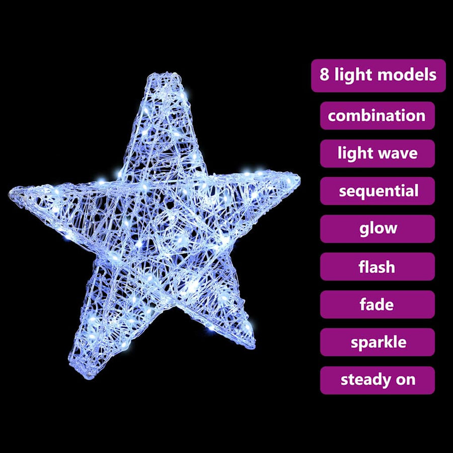 3D Ster met 50 LED Koudwit 55 x 53,5 x 10 cm Acryl