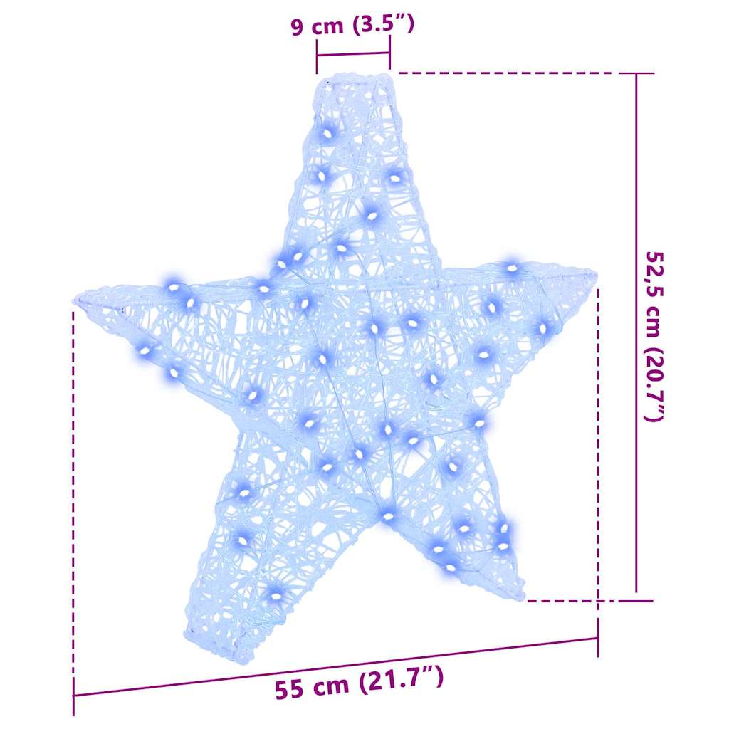 3D Ster met 50 LED Blauw 55 x 53,5 x 10 cm Acryl