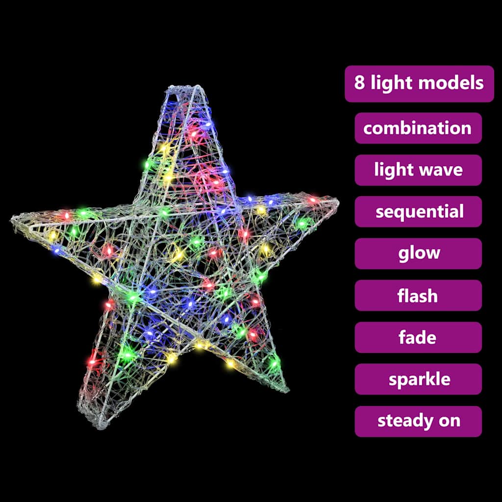 3D Ster met 50 LED Multikleur 55 x 53,5 x 10 cm Acryl