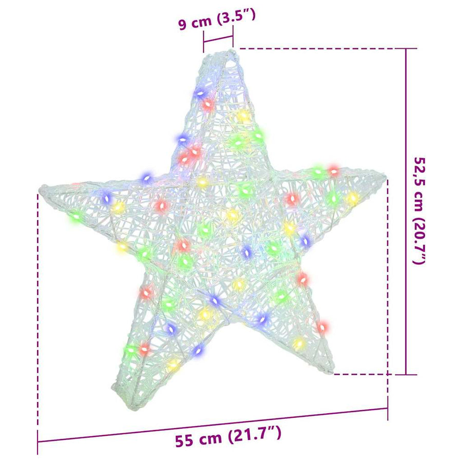 3D Ster met 50 LED Multikleur 55 x 53,5 x 10 cm Acryl