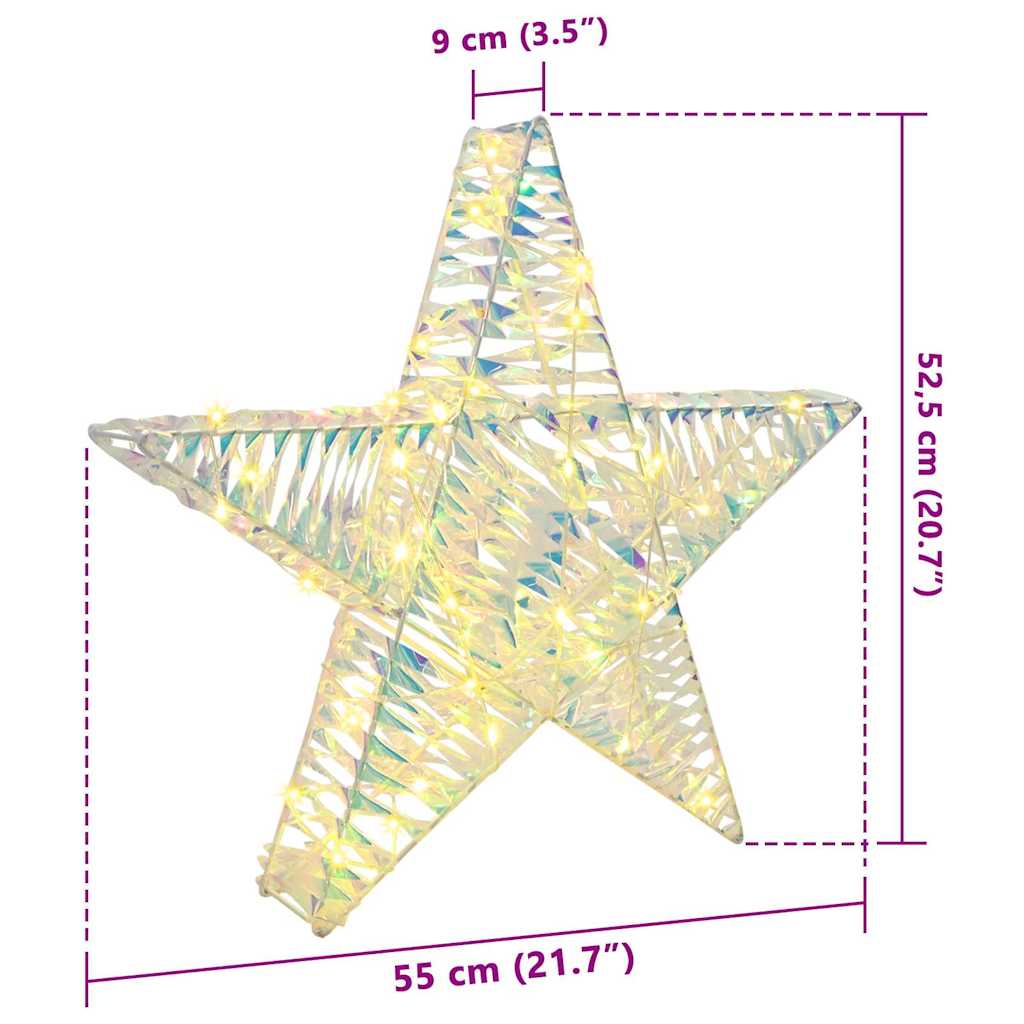 3D Ster met 50 LED Warmwit 55 x 52.5 x 9 cm PET