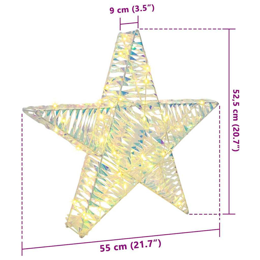3D Ster met 50 LED Warmwit 55 x 52.5 x 9 cm PET