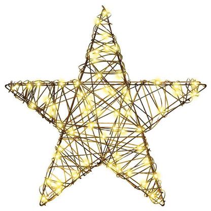 3D Ster met 50 LED Warmwit 55 x 52.5 x 9 cm Rattan