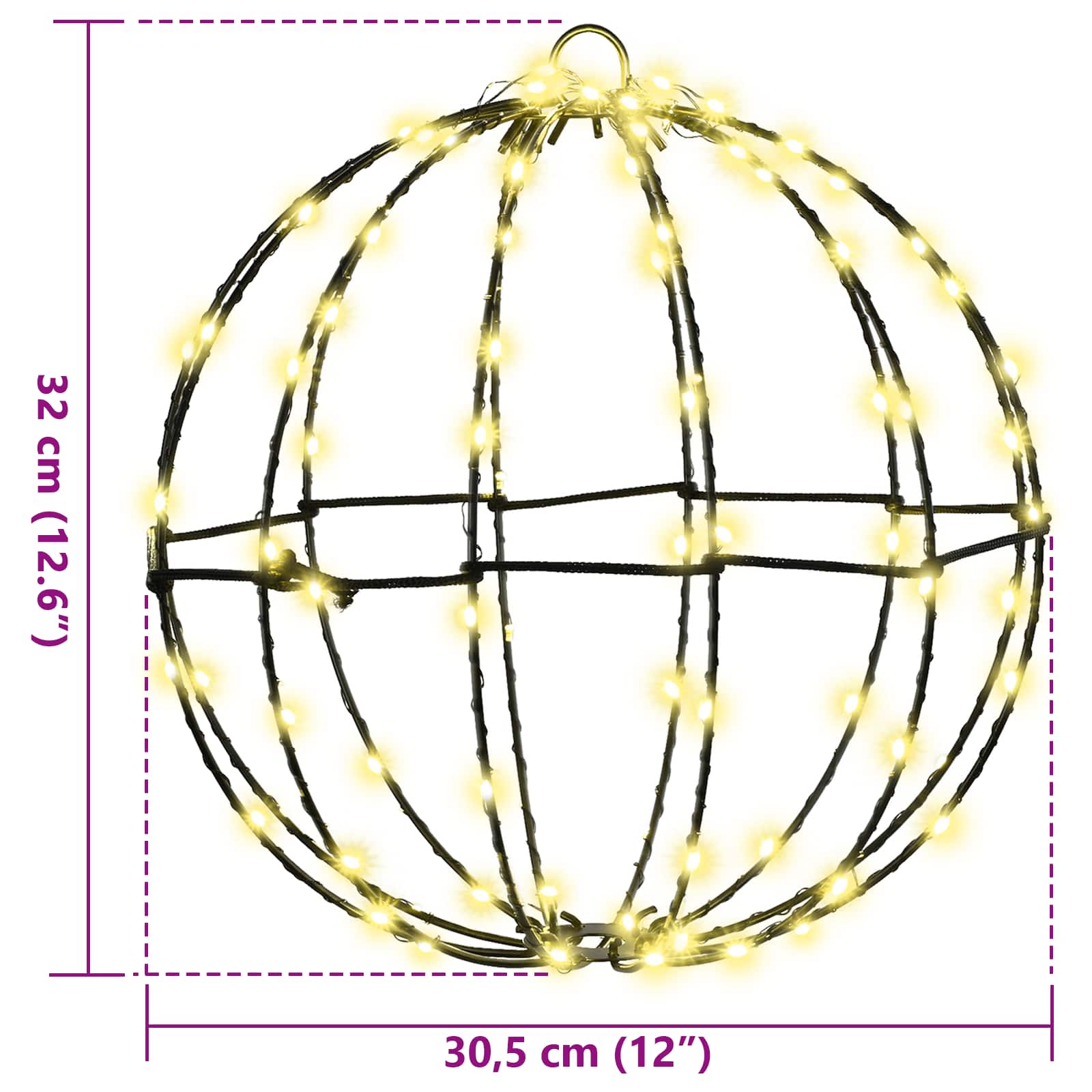 Bal Met 192 Led 2 Pcs 30 X 30 X 32 Cm Metaal 2