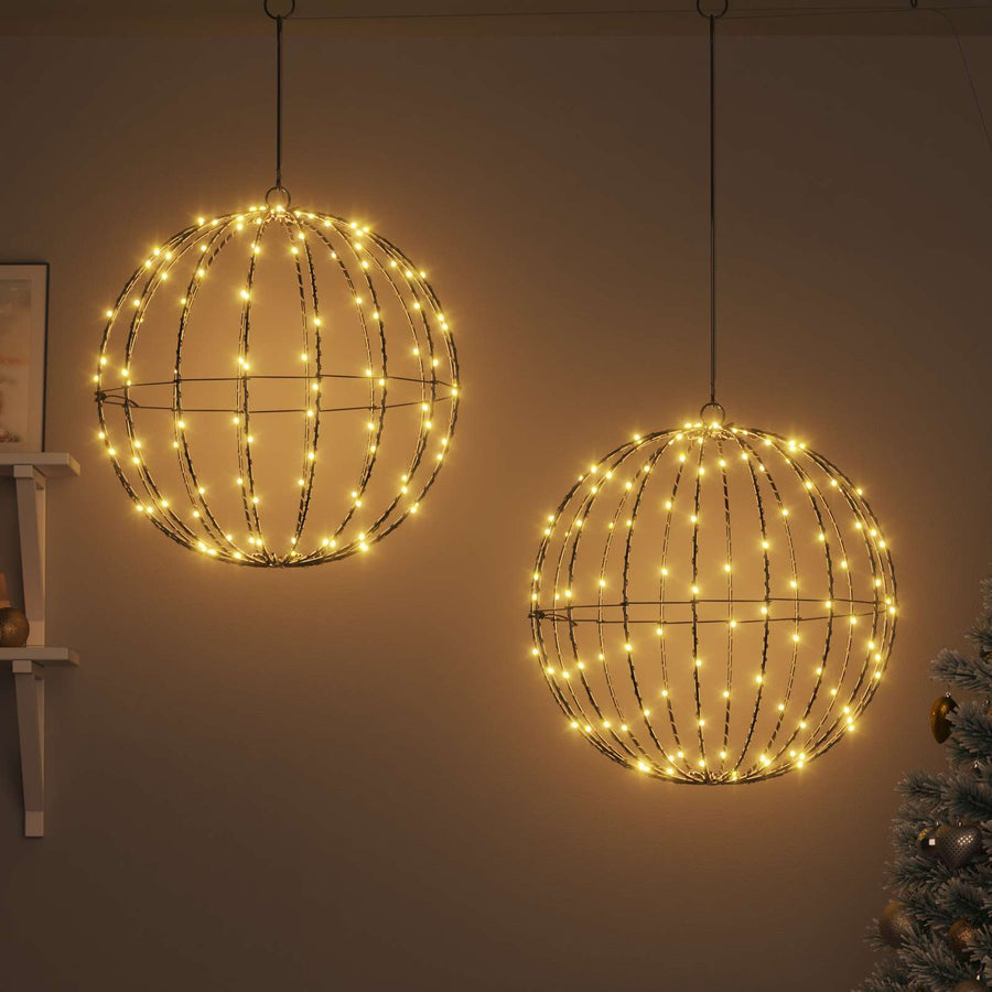 Bal 2 st Warmwit 50 x 50 x 52 cm Metaal 320 LED's