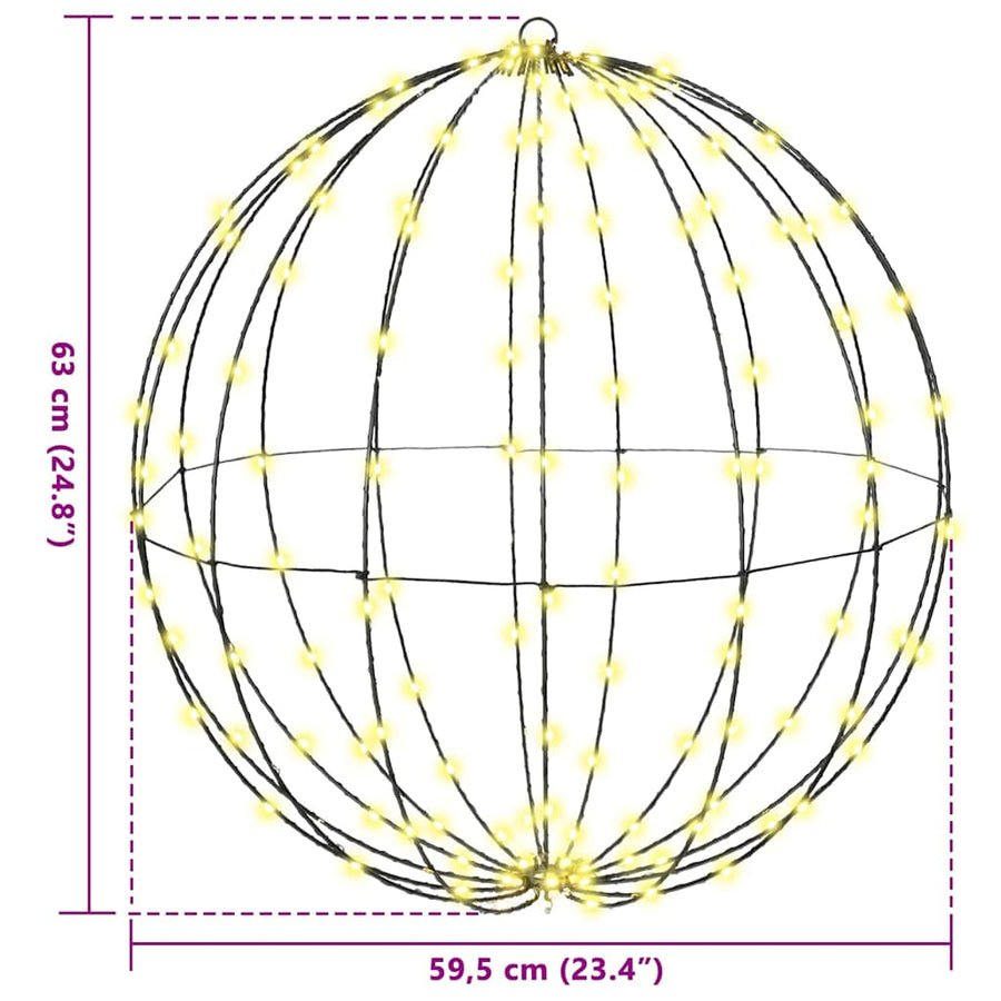 Bal met 384 LED 2 pcs Warmwit 60 cm Metaal