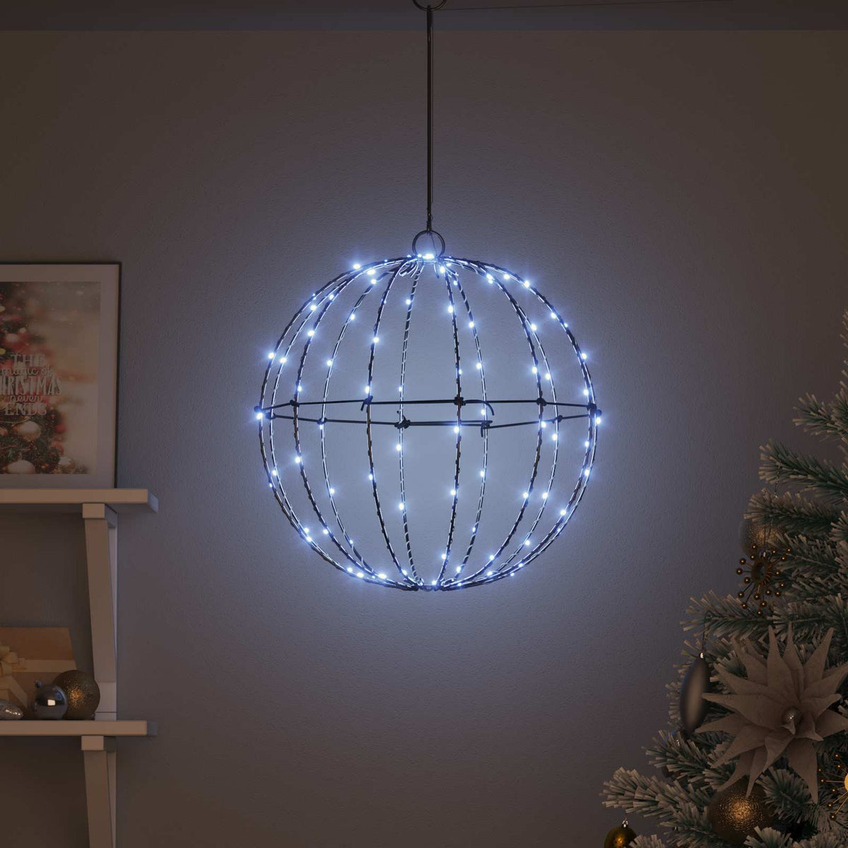 Bal 120 LED's Koudwit 40,5 x 40,5 x 42 cm Metaal