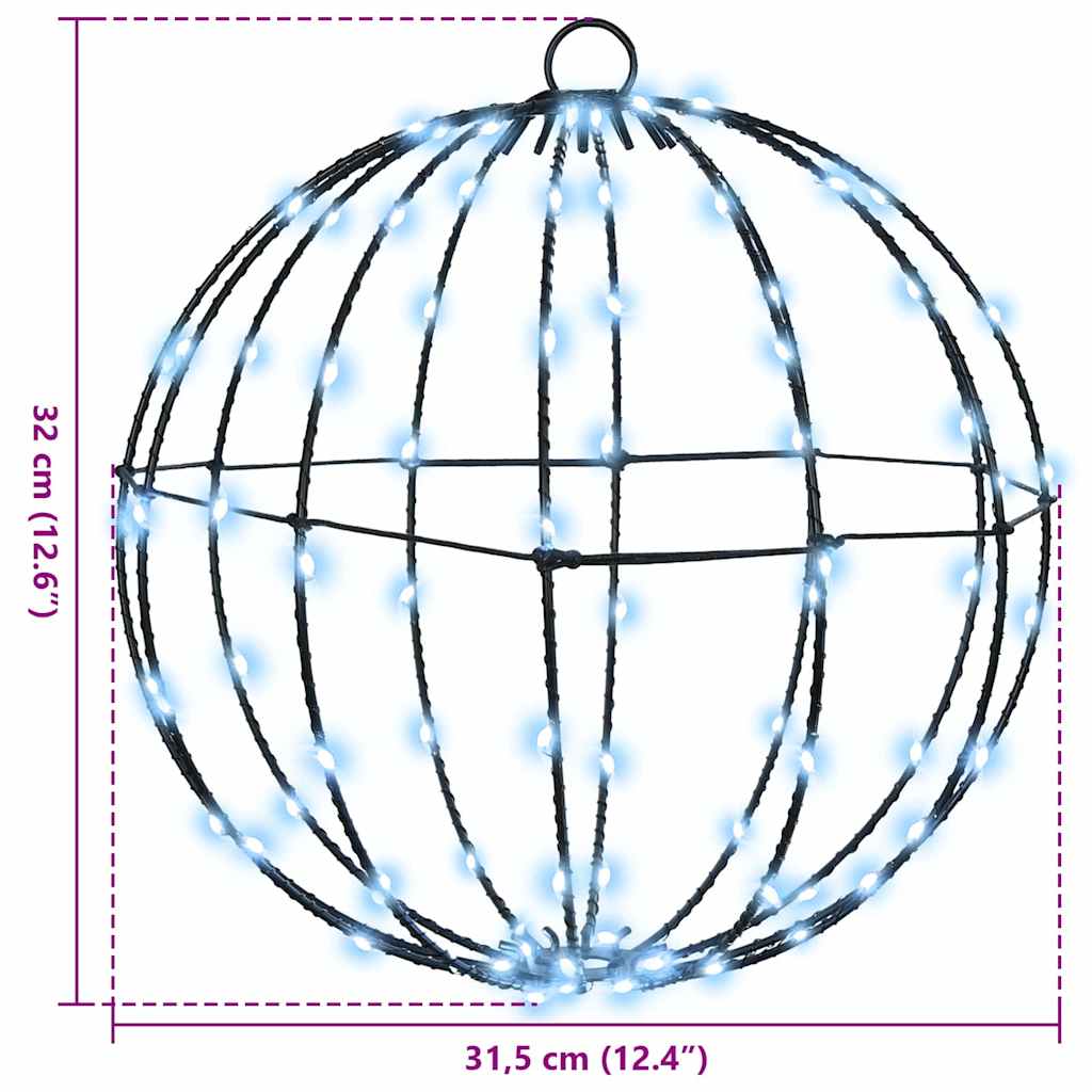 Bal met 192 LED 2 pcs Koudwit 30 cm Metaal