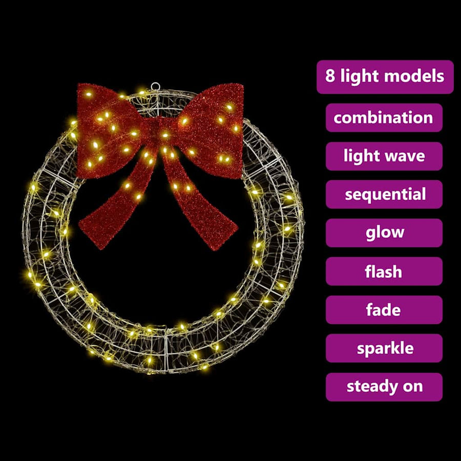 Krans met LED -striplichten Warmwit 75 cm Acryl