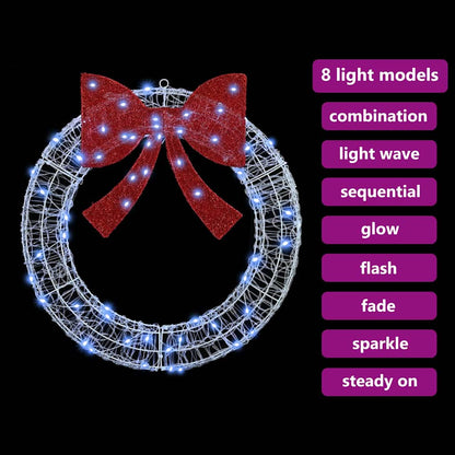 Krans met LED -striplichten Koudwit 75 cm Acryl