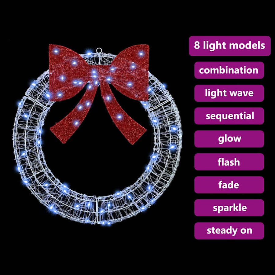 Krans met LED -striplichten Koudwit 75 cm Acryl