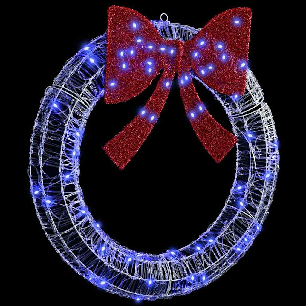 Krans met LED -striplichten Blauw 75 cm Acryl