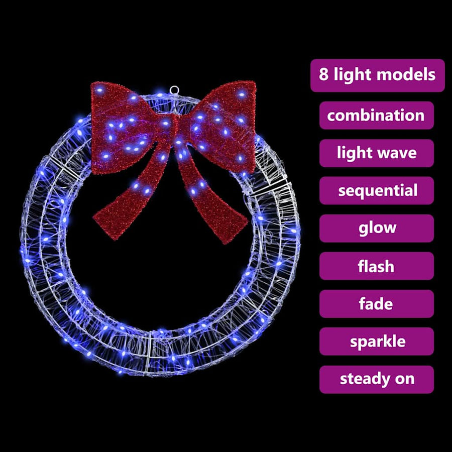 Krans met LED -striplichten Blauw 75 cm Acryl