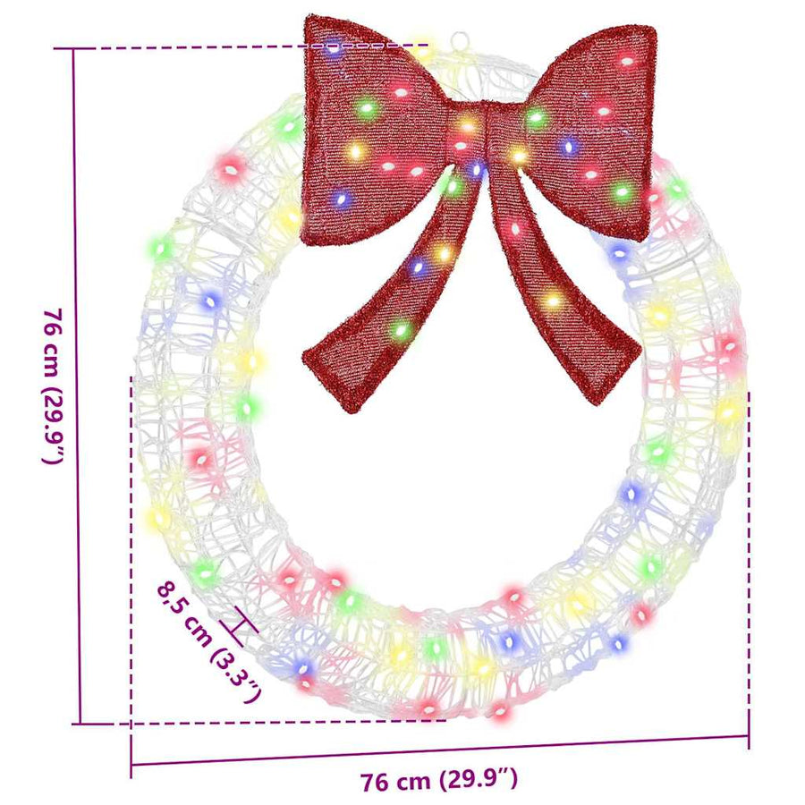 Krans met LED -striplichten Multikleur 75 cm Acryl