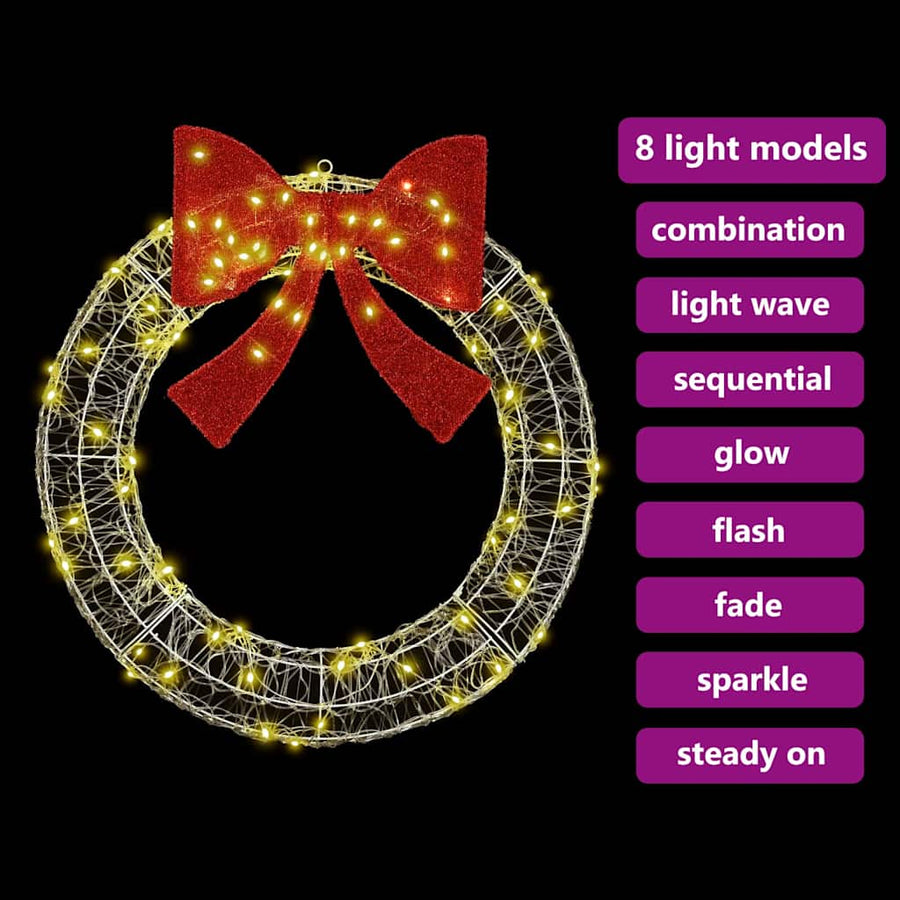 Krans met LED -striplichten Warmwit 90 cm Acryl