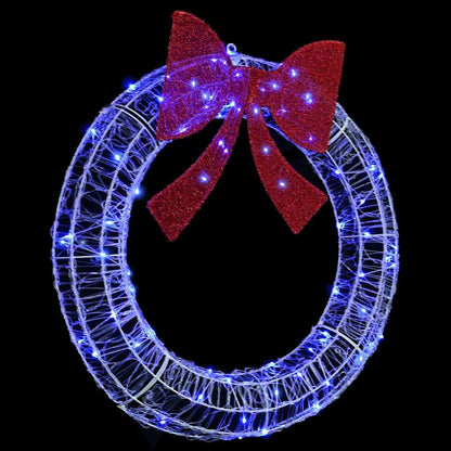 Krans met LED -striplichten Blauw 90 cm Acryl