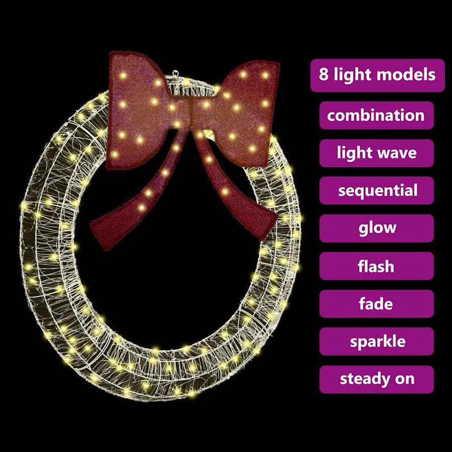 Krans met LED -striplichten Warmwit 120 cm Acryl