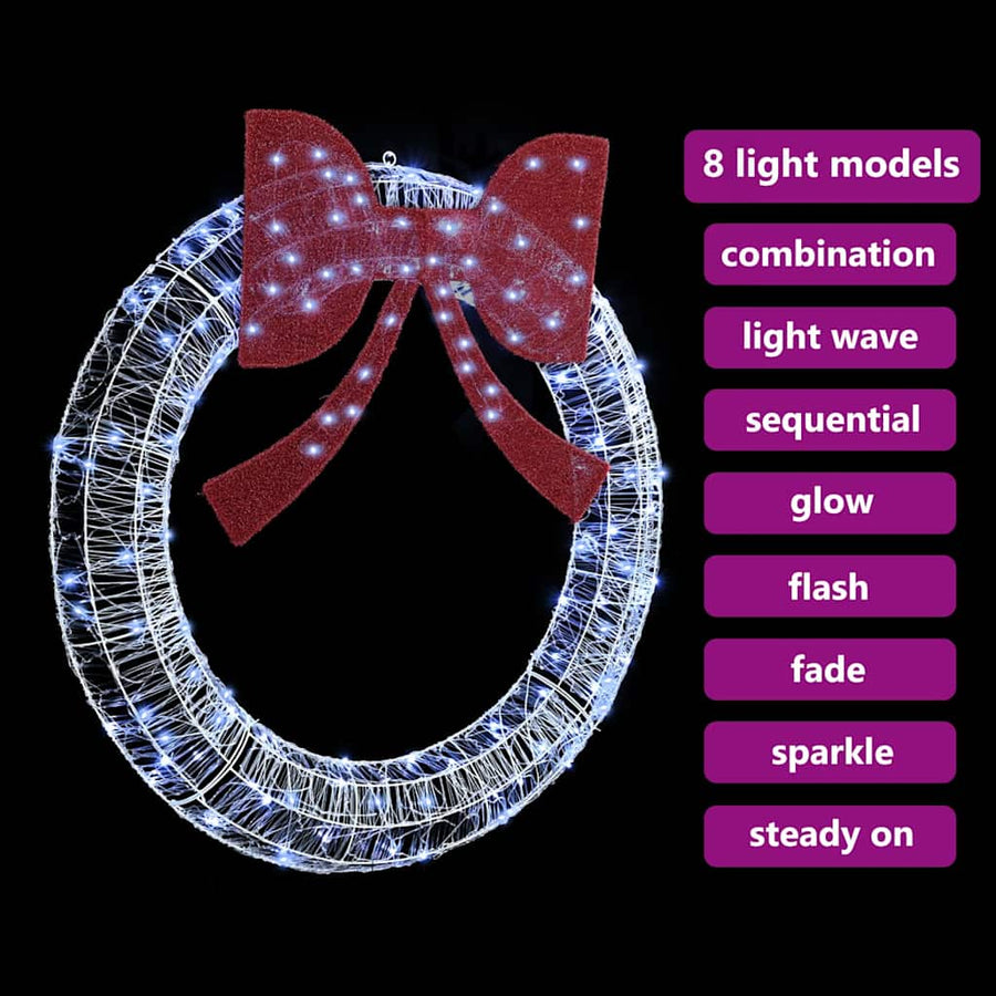 Krans met LED -striplichten Koudwit 120 cm Acryl