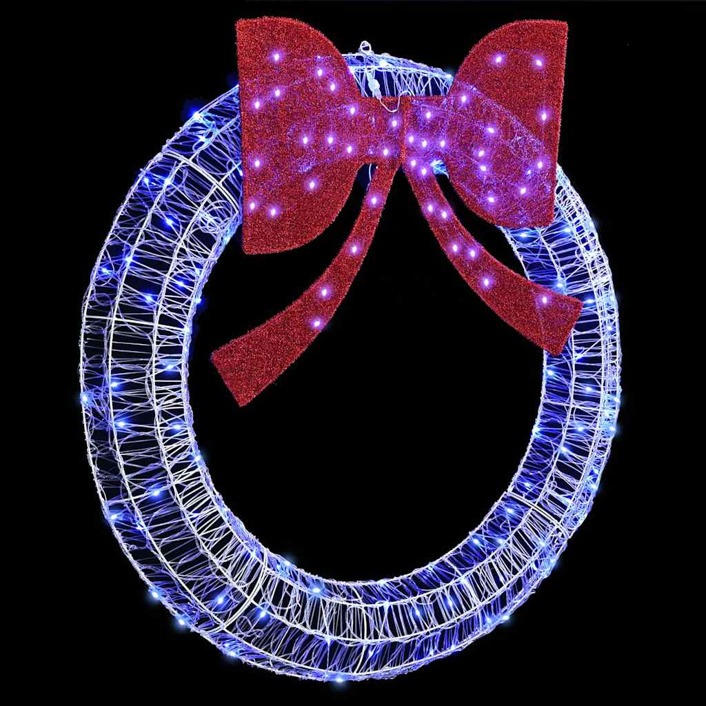Krans met LED -striplichten Blauw 120 cm Acryl