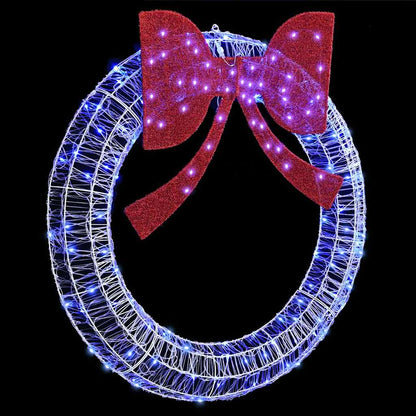 Krans met LED -striplichten Blauw 120 cm Acryl