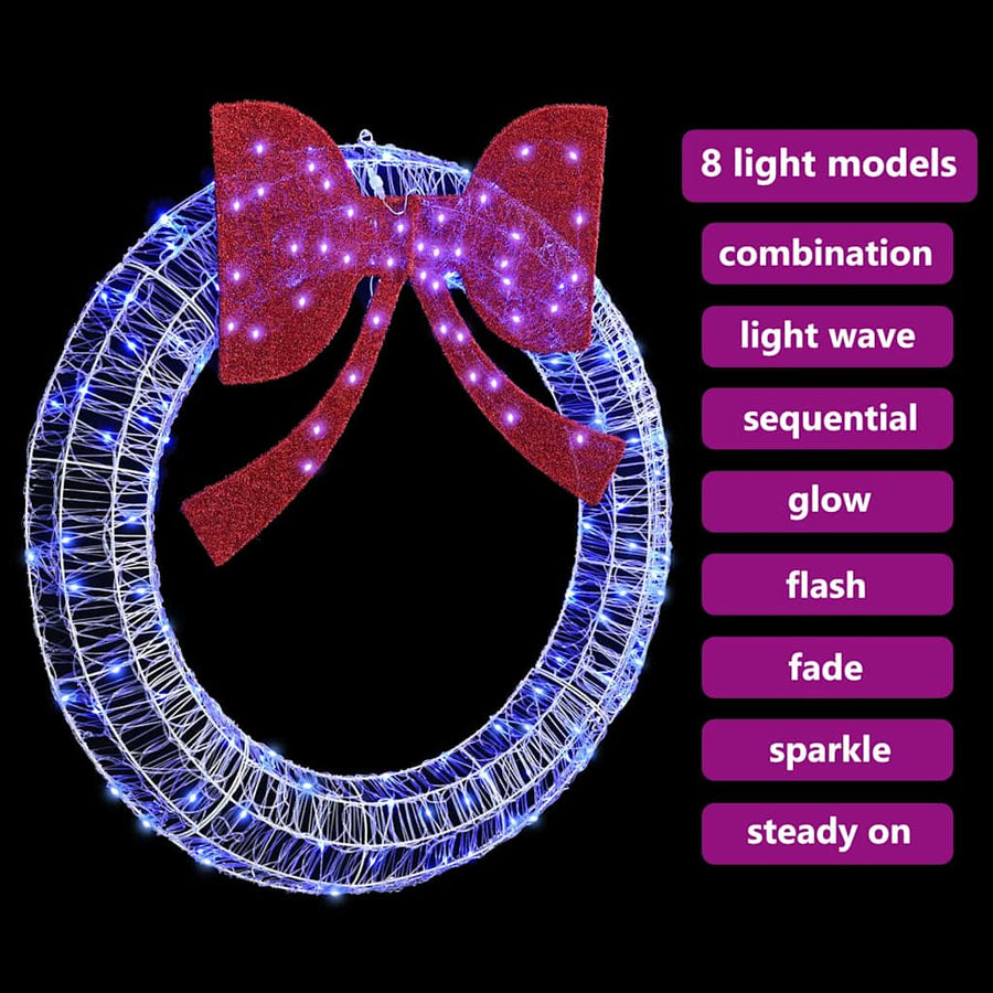 Krans met LED -striplichten Blauw 120 cm Acryl