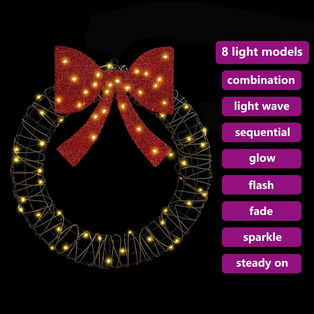 Krans met 60 LED Warmwit 75 cm Rattan